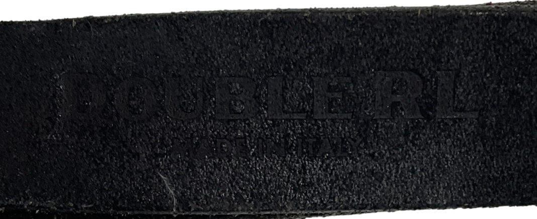 Double RL Black Distressed Rough-out Leather Belt One Size