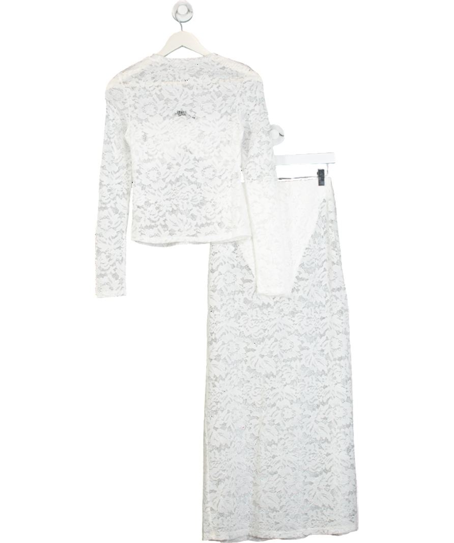 4th & Reckless White Abi Lace Long Sleeve Bust Detail Top And UK 8