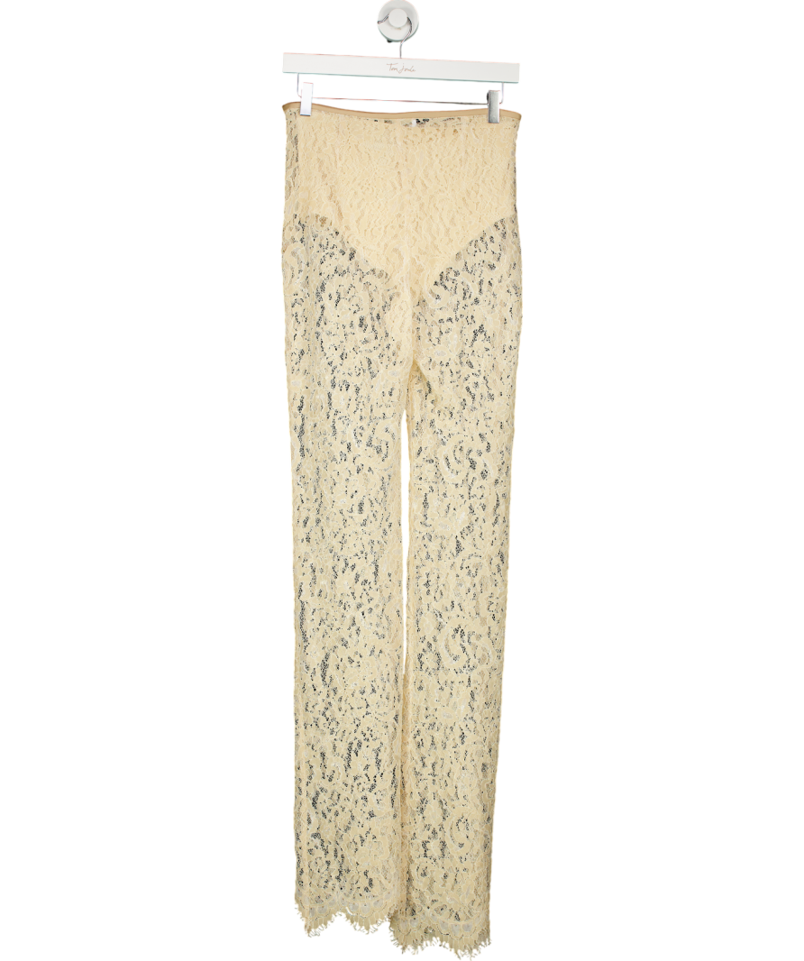 MANGO Cream Picaso Lace Flare Trousers UK 8