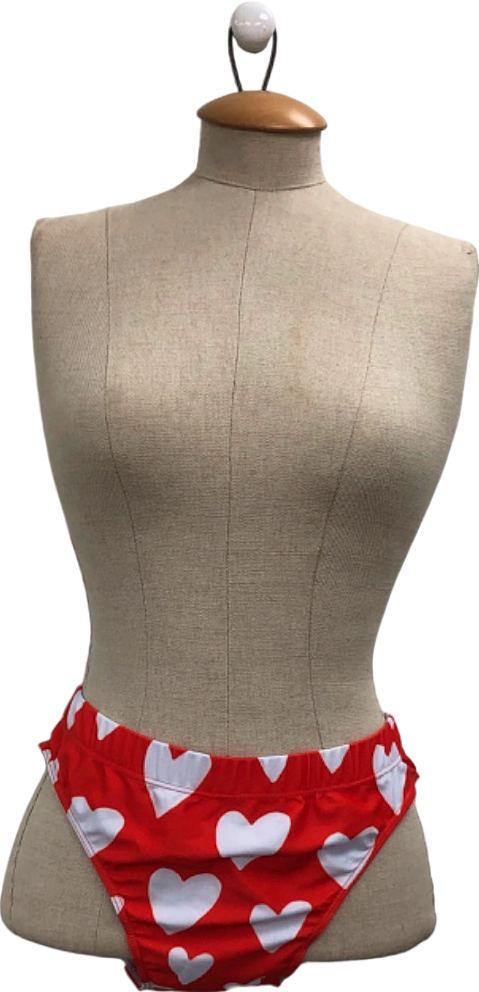 Patrick Church Red Heart Print Swim Briefs UK M