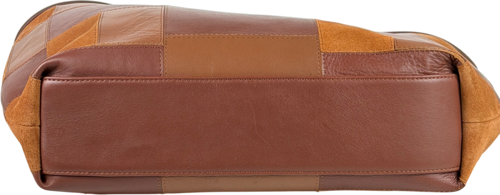 RIXO Brown Parissa Leather Patchwork Bag One Size