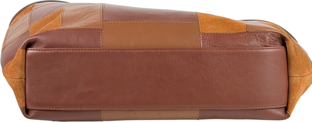 RIXO Brown Parissa Leather Patchwork Bag One Size
