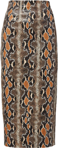 VERONICA BEARD Brown Kaliyah Snakeskin-print Faux Leather Pencil Skirt Sz00 UK XXS