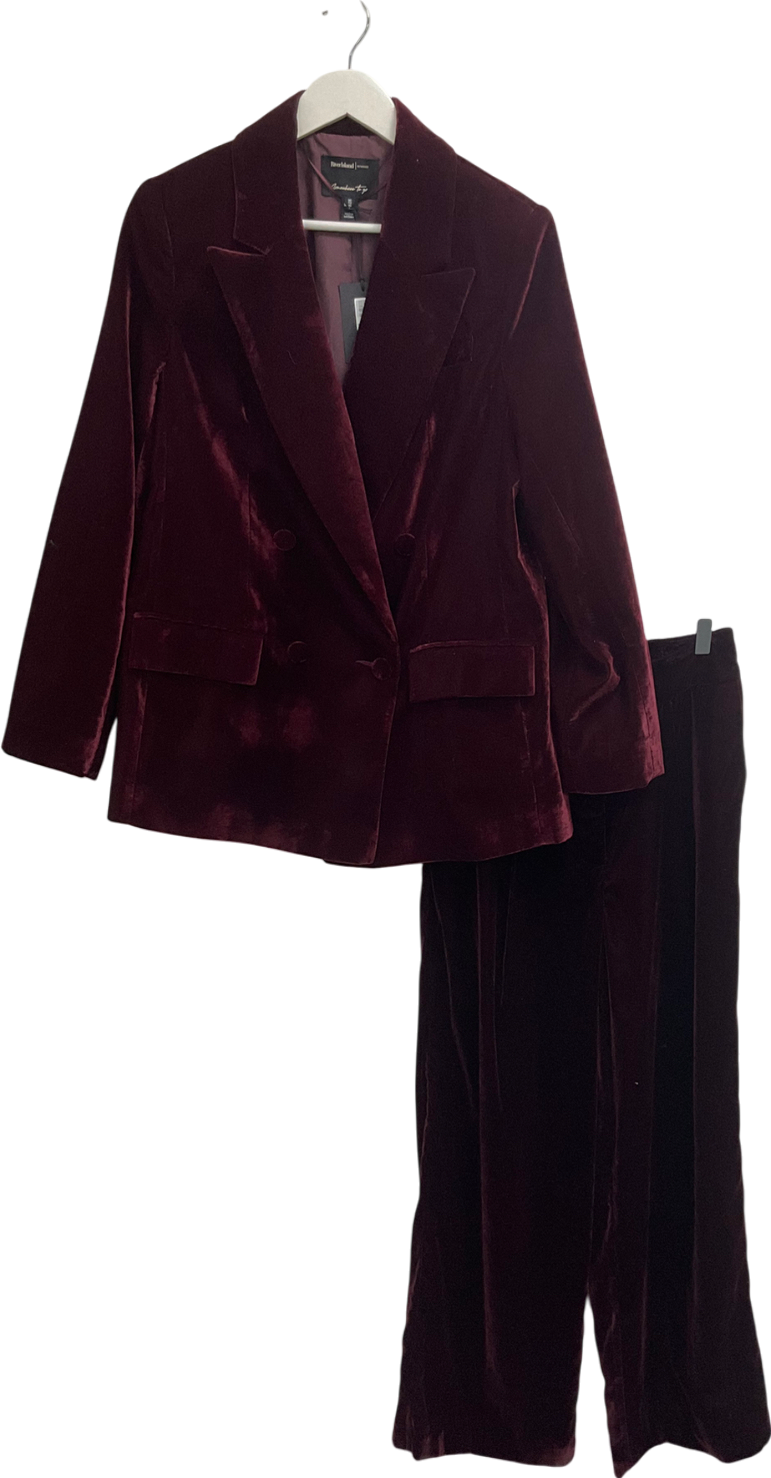 River Island Red Velvet Blazer (uk 12) And Wide Leg Trousers UK 10