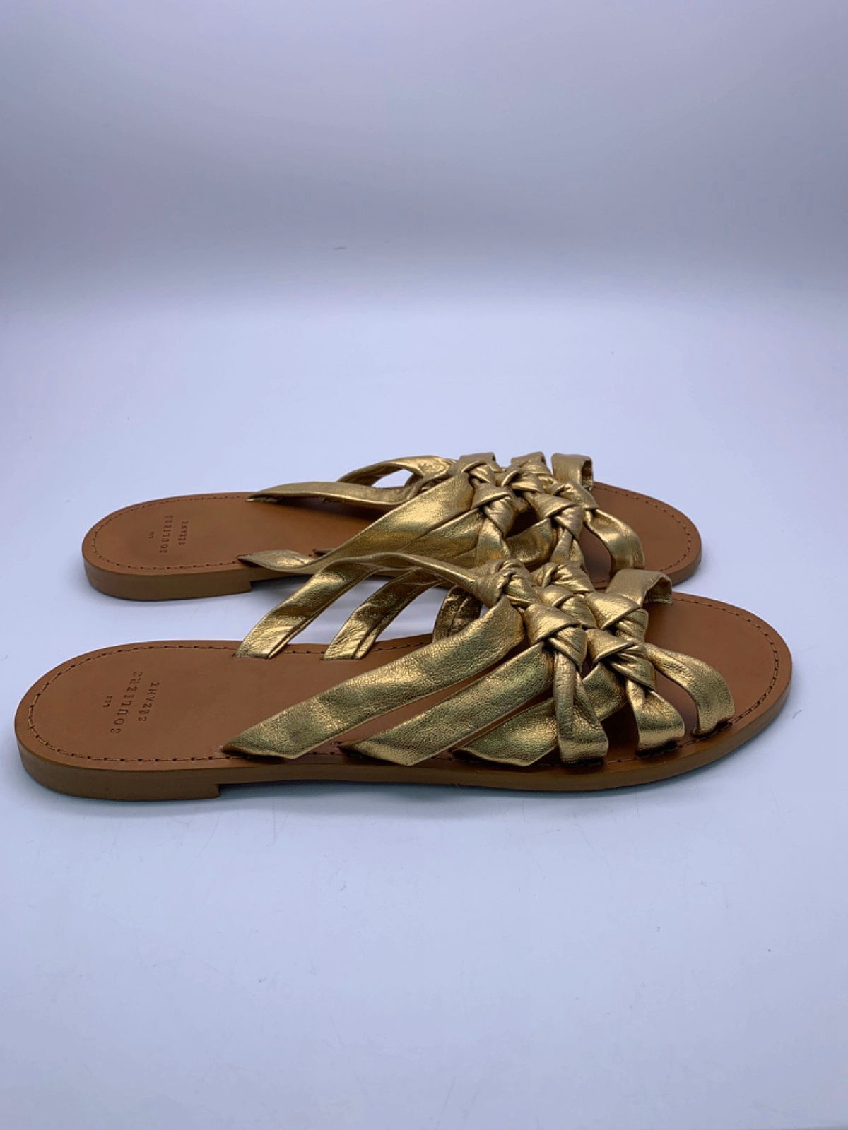 Sezane Gold Braided Leather Sandals UK 8