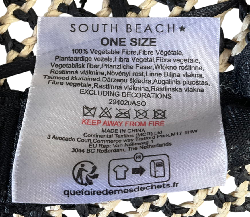 South Beach Beige Open Weave Wide Brim Hat In Monochrome One Size