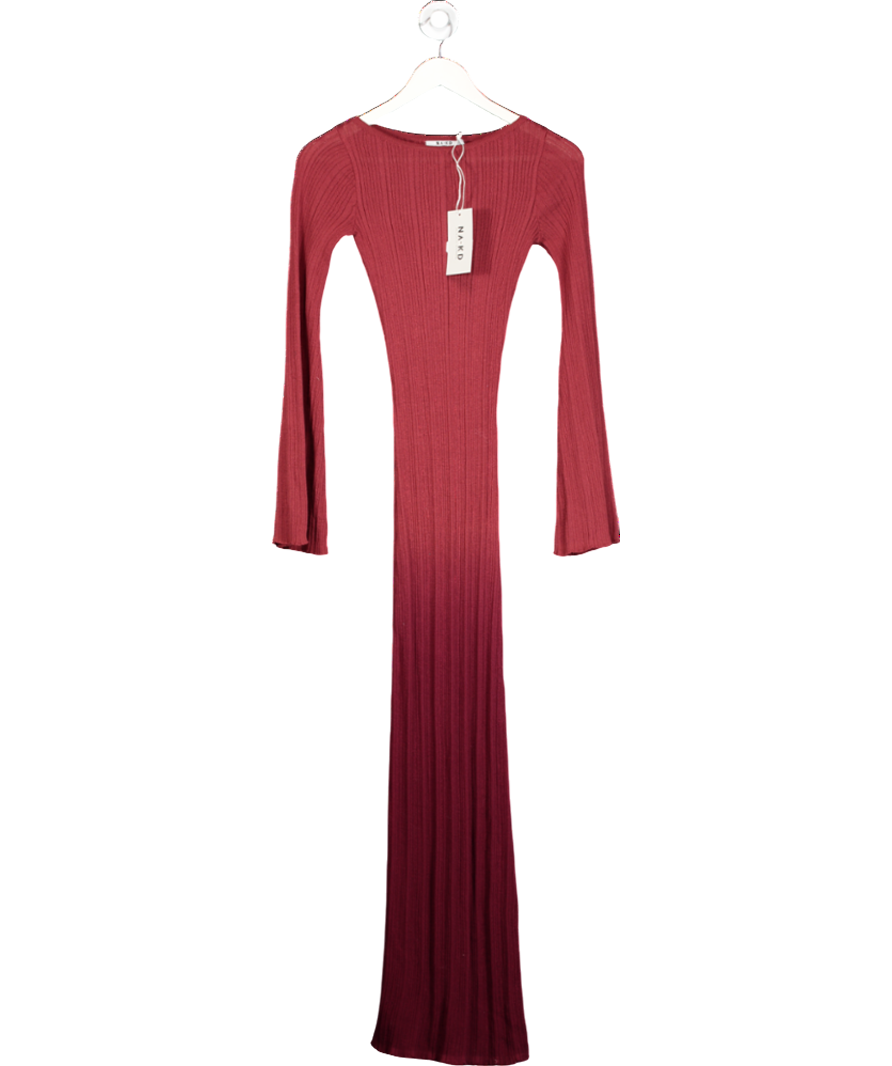 NA-KD Warm Red Knitted Maxi Ombre Dress UK XS