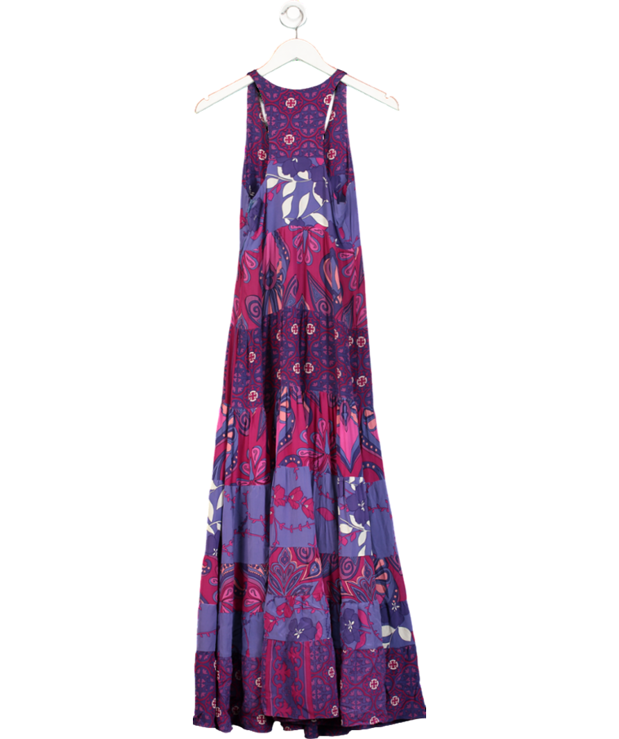 Daslu Purple Floral Tiered Maxi Dress UK 10
