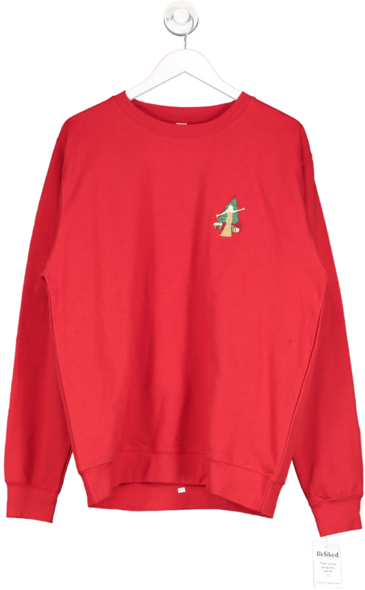 Zero Ducks Red Embroidered Christmas Tree Sweater UK XL/XXL