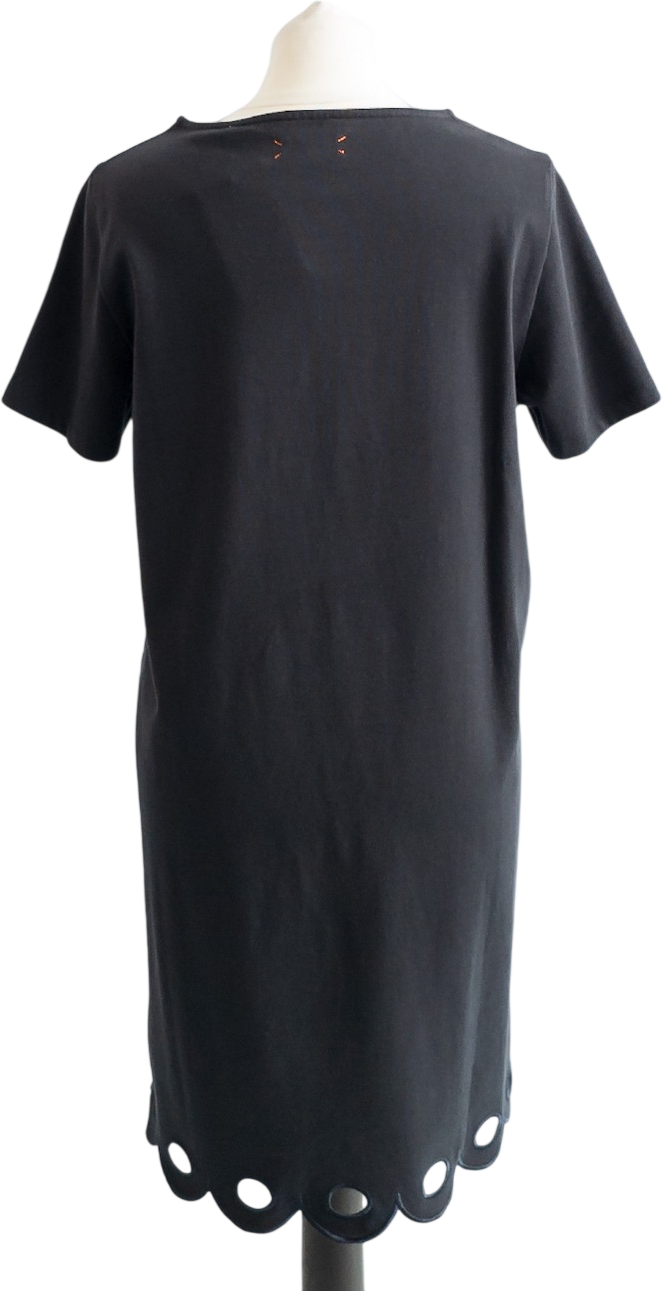 Chinti And Parker Dark Navy Blue Organic Cotton Scalloped Hem Detail T-shirt Dress UK S