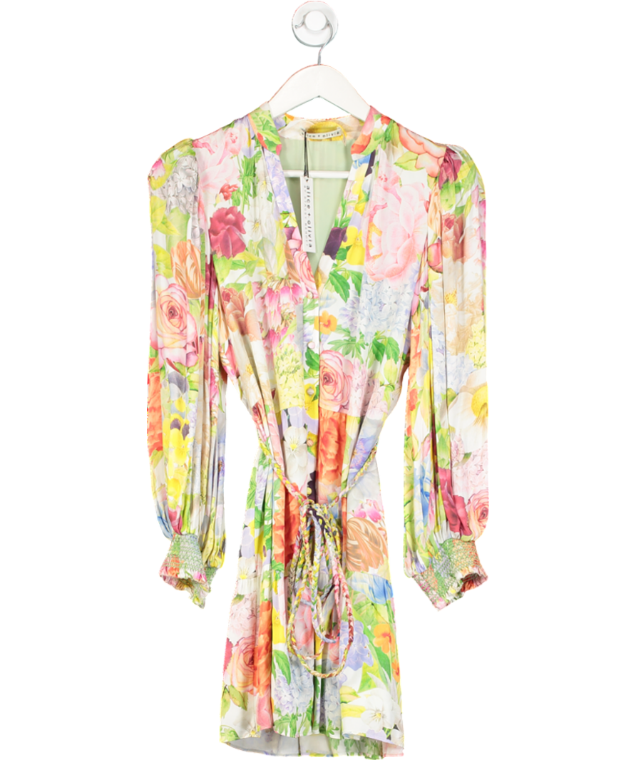 Alice + Olivia Multicoloured Antonette Long Sleeve Mini Dress UK XS/S