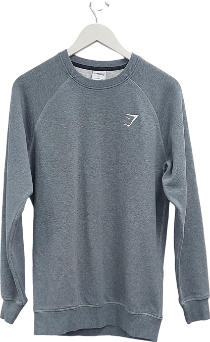 gymshark Grey Long Line Embroidered Logo Sweater UK S