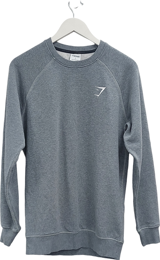 gymshark Grey Long Line Embroidered Logo Sweater UK S