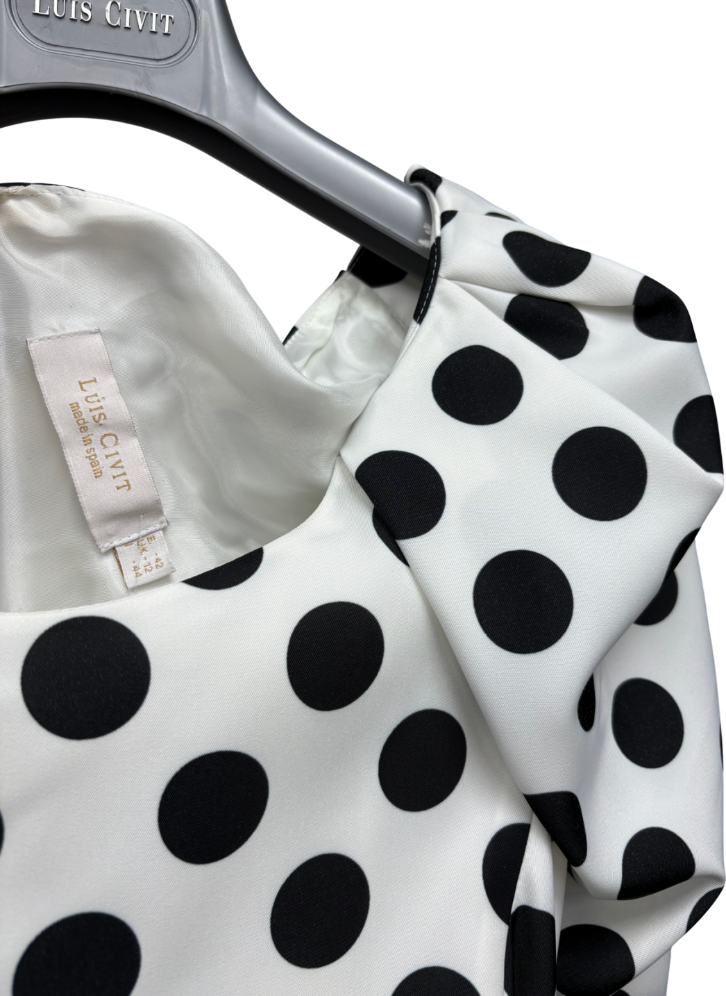 Luis Civit White Polka Dot Midi Dress UK 12