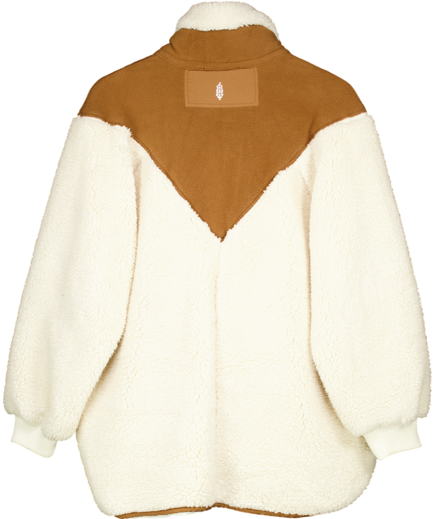 Free People Movement Cream / Tan Oversize Sherpa Sweater UK XS