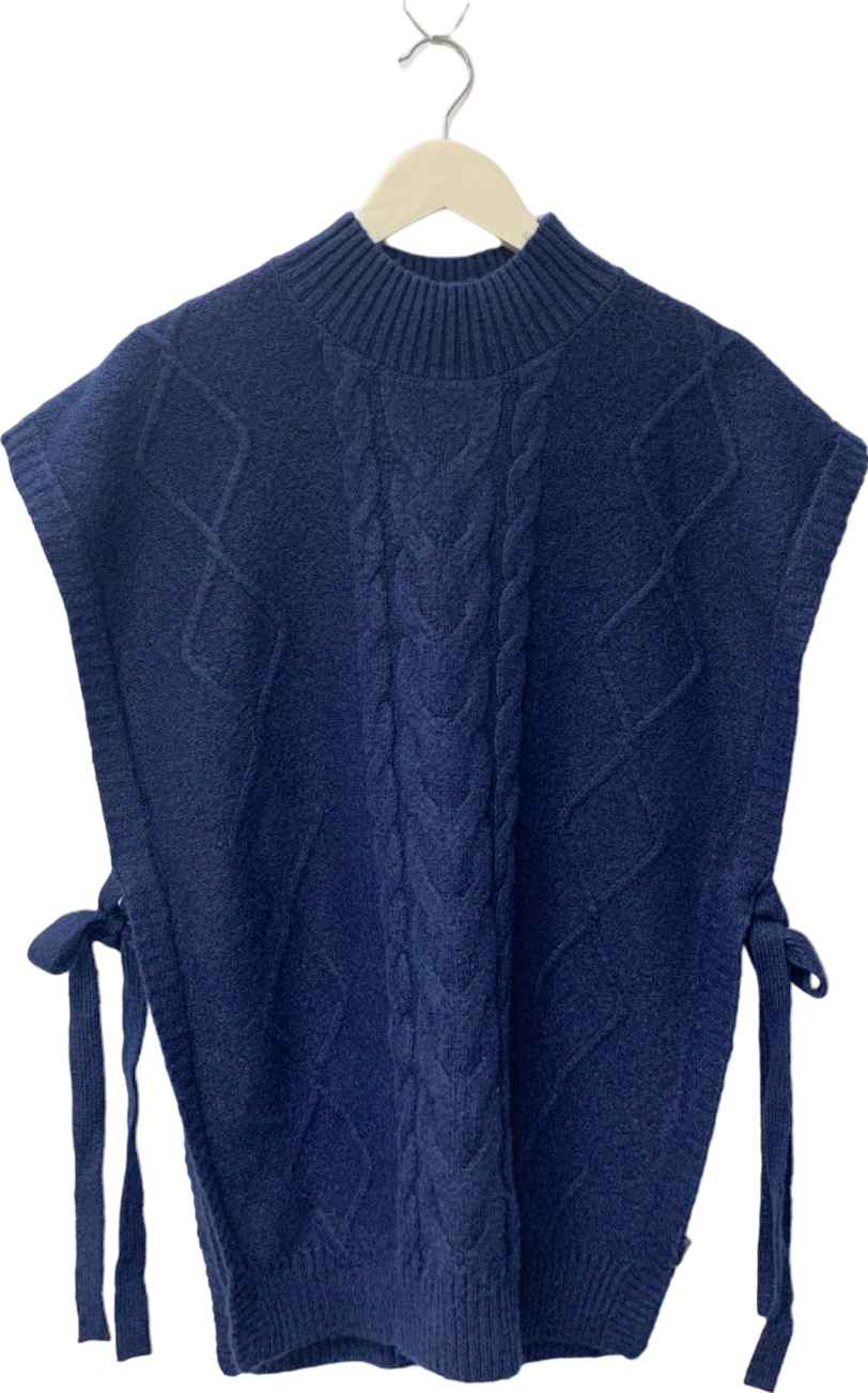 Tu Blue Cable Knit Poncho UK 18