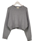 LOULOU STUDIO Grey Bruzzi Cropped Wool And Cashmere-blend Sweater UK L