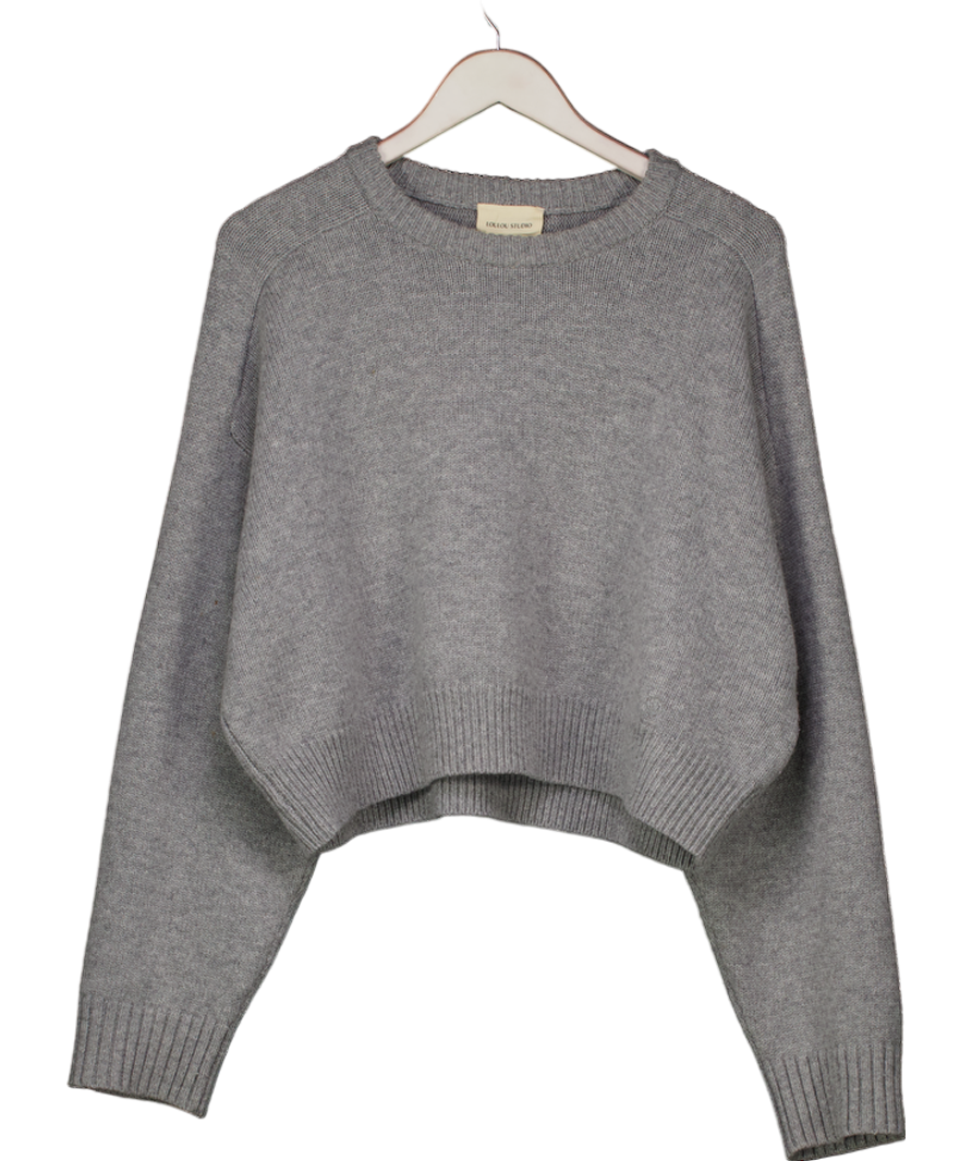 LOULOU STUDIO Grey Bruzzi Cropped Wool And Cashmere-blend Sweater UK L