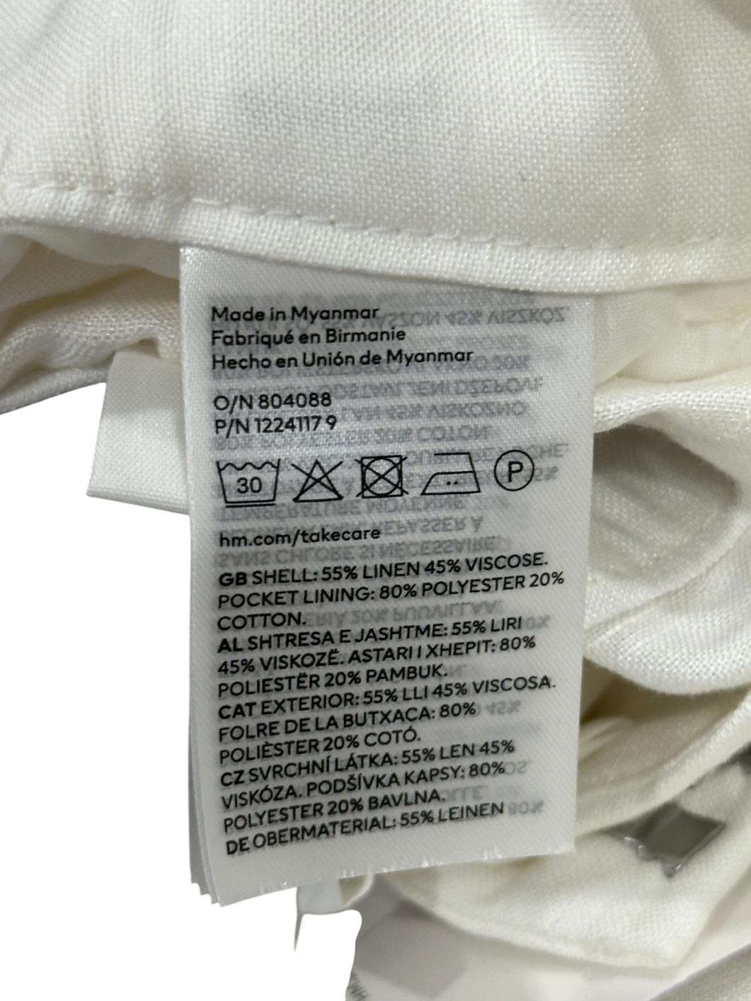 H&M White Linen-blend Shorts UK 8