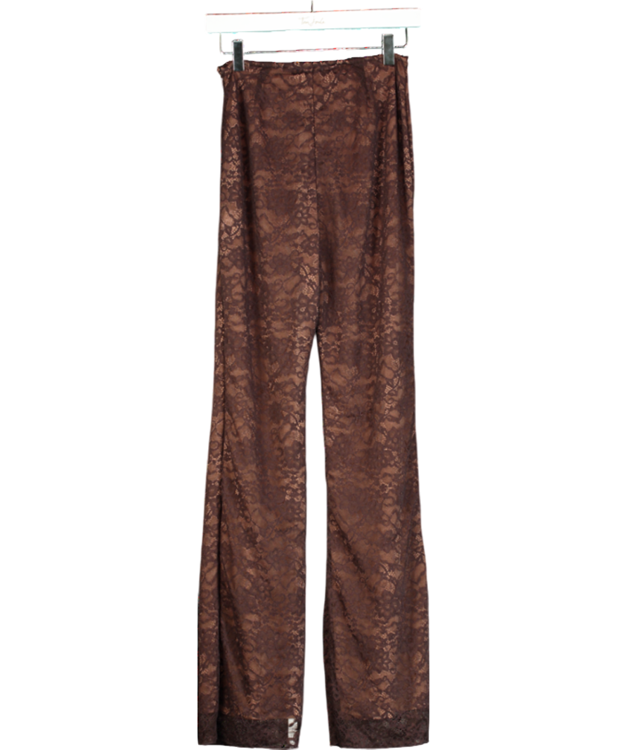 Mistress Rocks Brown Stretch Lace Trouser UK S