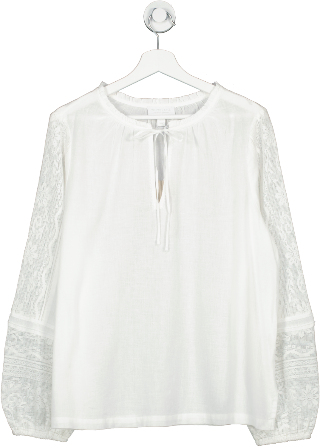 The White Company White Lace Insert Organic Cotton Blouse UK 16