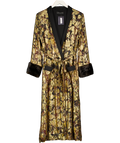 ZARA Metallic Shiny Silk Jacquard Kimono,with Fur Cuff UK S