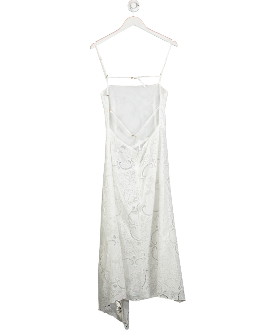 MANGO White Asymmetrical Embroidered Dress UK L