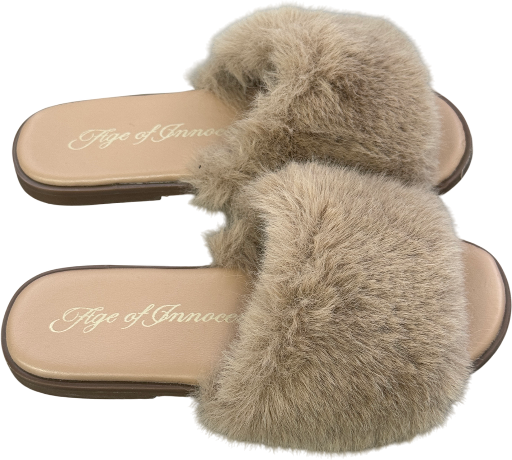 Age of Innocence Nude Rosalie Beige Fur Mules UK 11 EU 29 👼