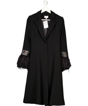 Milly Black Feather Cuff Coat UK 8
