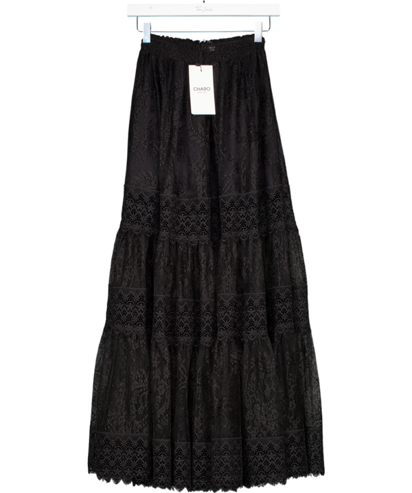 Charo Ruiz Ibiza Black Simet Long Skirt UK S