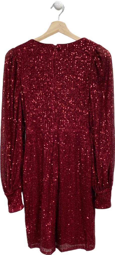 Angelleye Red Sequin Wrap Dress UK 10