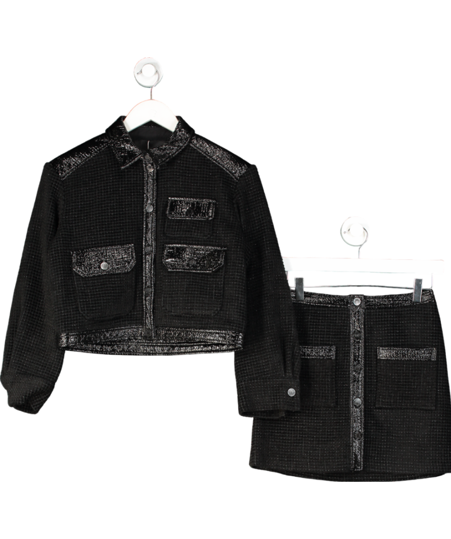 Maje Black Boucle 2-piece Jacket And Mini Skirt Set UK 6