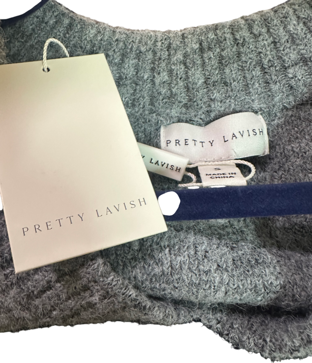 PRETTY LAVISH Grey Liberty V Neck Seam Knit Jumper UK S