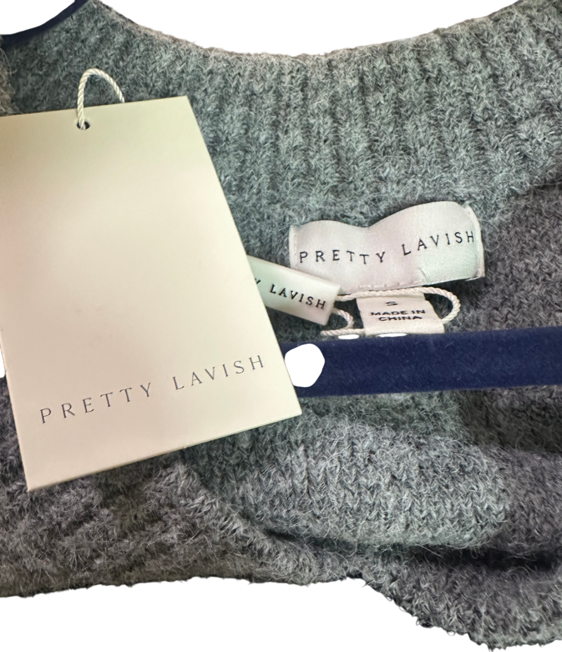 PRETTY LAVISH Grey Liberty V Neck Seam Knit Jumper UK S