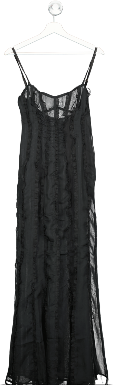 Meshki Black Jacinta Chiffon Midi Dress UK S