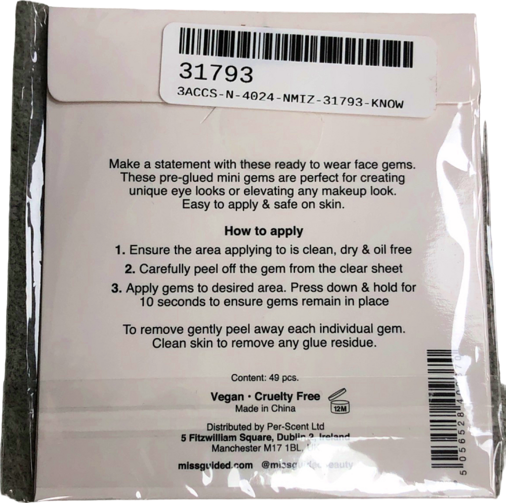 Missguided Silver Face Gems One Size