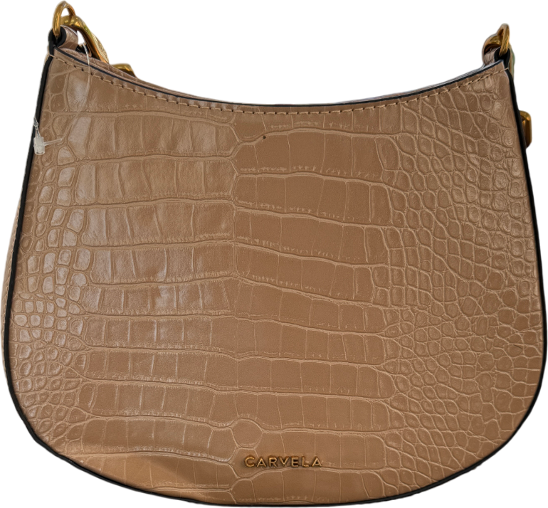 Carvela Beige Croc Lock Mini Shoulder Bag