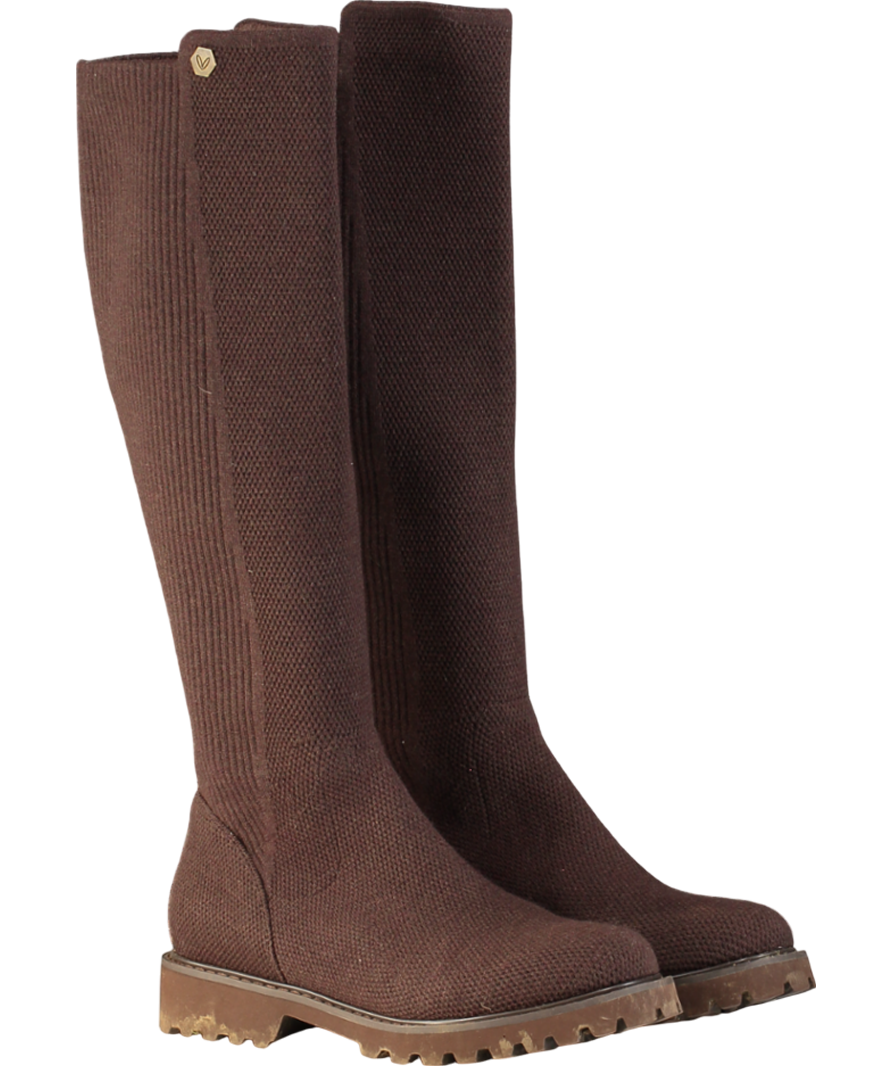 vivaia Brown Square-toe Water Repellent Wool Knee-high Boots UK 4 EU 37 👠