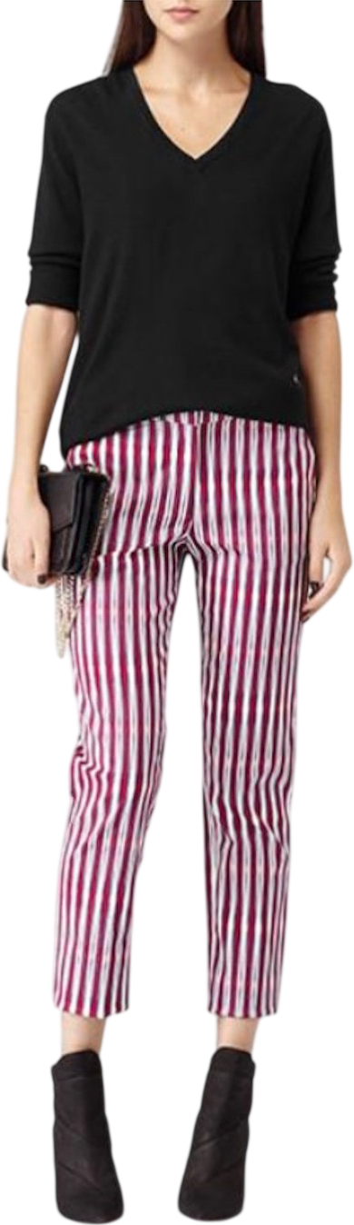 REISS Red Red/white /blue Striped Tapered Ankle Length Chino Trousers UK 10