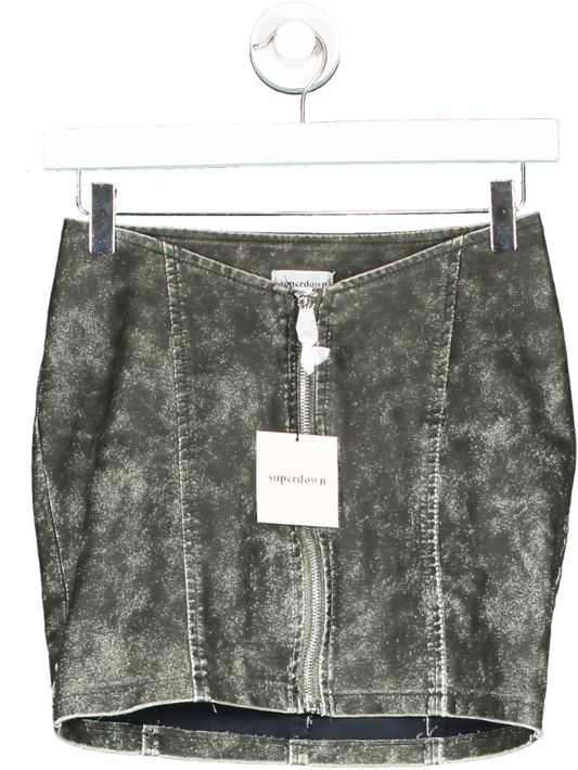 Superdown Green Faux Leather Skirt In Olive UK XS