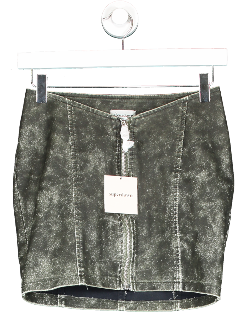 Superdown Green Faux Leather Skirt In Olive UK XS