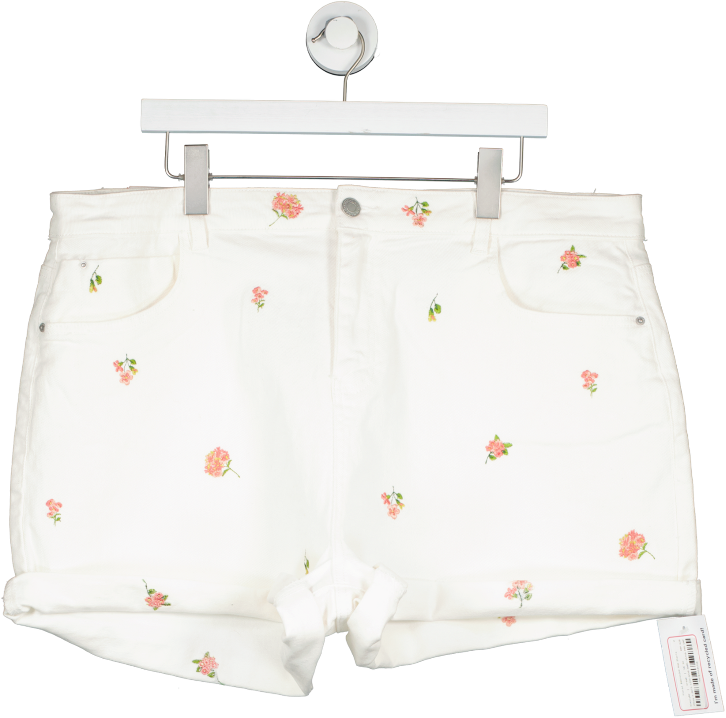 SimplyBe Cream Floral Embroided Mom Shorts UK 22