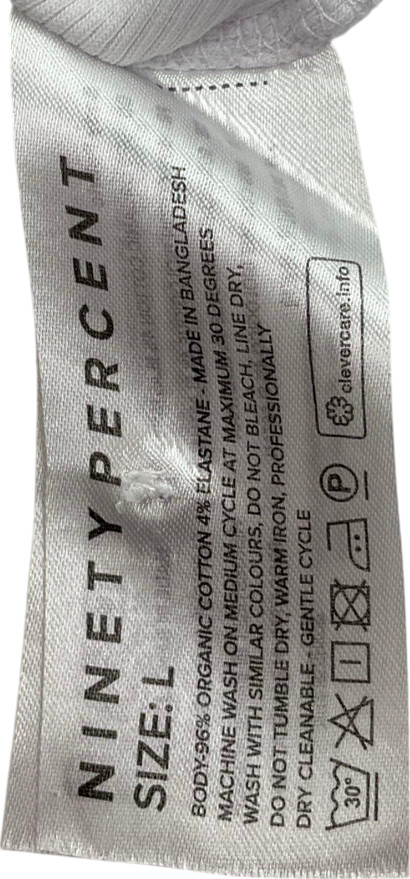 NINETY PERCENT Morgan Classic Rib Henley In White UK L