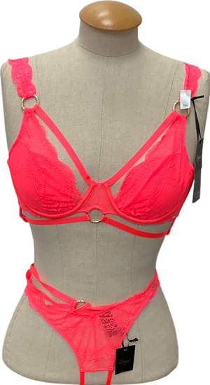 boux Pink Bouxtique Darlah Plunge Bra & Darlah Crotchless Thong UK 32C