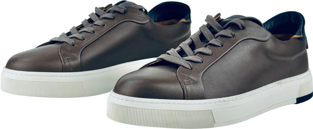 VYN SWITZERLAND Luxury Brown Italian Leather Classic Lace Up Trainers UK 10 EU 44 👞
