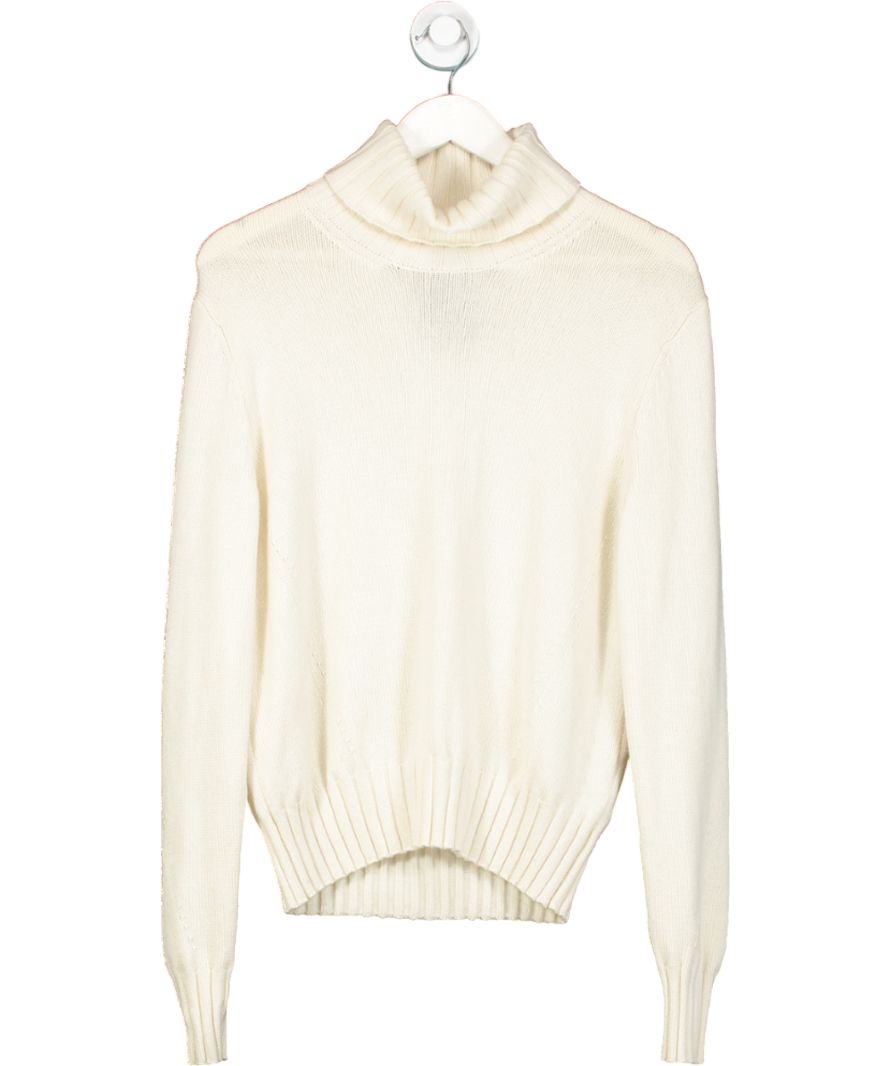 Lily Silk Cream Wool & Cashmere Blend Roll Neck Jumper Uk10 UK S