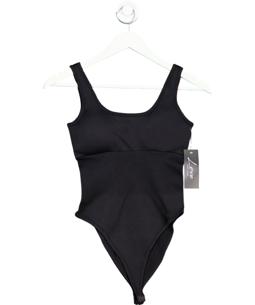 Love That Look Black Ribbed Bodysuit UK M/L
