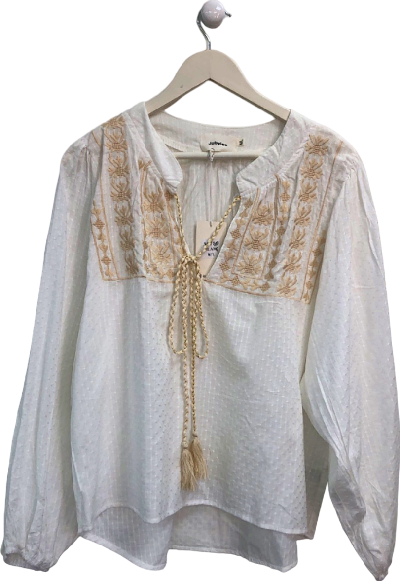 Jubylee White Embroidered Boho Blouse UK M/L