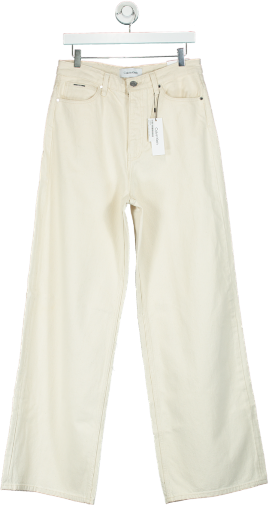 Calvin Klein White High Rise Wide Leg Jeans W31