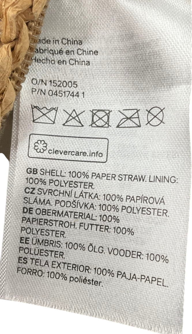 H&M Beige Straw Shopper One Size